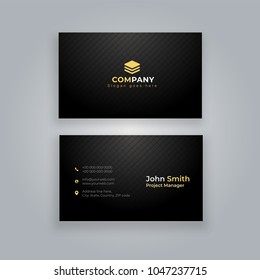 Horizontal business card with front and back presentation.