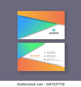 Tarjeta de visita horizontal con presentación frontal y posterior.