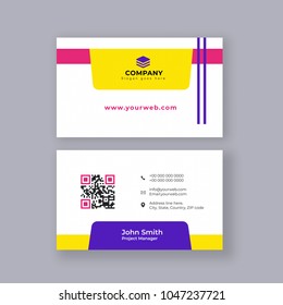 Horizontal business card with front and back presentation.