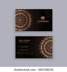 Horizontal business card with front and back presentation.