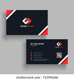 Horizontal, business card with front and back presentation.