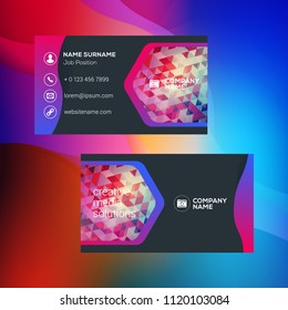 Horizontal business card template. Colorful gradients. Vector mockup illustration. Stationery design