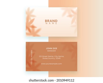 Horizontal Business Card Template Layout In Front And Back View.
