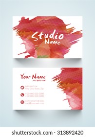 Horizontal Business Card Or Visiting Card With Splash.