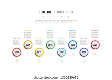 Horizontal Timeline Infographic Round Elements Year Stock Vector ...