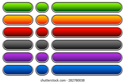Horizontal buttons with blank space, rounded colorful button, banner backgrounds.