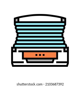 cámara horizontal abierta solarium equipo electrónico de color vector de icono. señal de equipo electrónico de solárium abierto en cabina horizontal. ilustración de símbolo aislado
