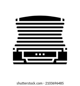 cabina horizontal abierta solárium equipo electrónico glifo vector icono. señal de equipo electrónico de solárium abierto en cabina horizontal. símbolo de contorno aislado ilustración negra