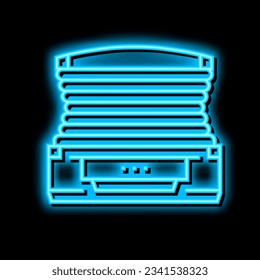 horizontal cabin open solarium electronic equipment neon light sign vector. horizontal cabin open solarium electronic equipment illustration