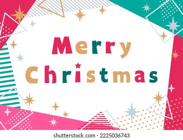 Horizontal card with abstract glitter frame and the text of "Merry Christmas"