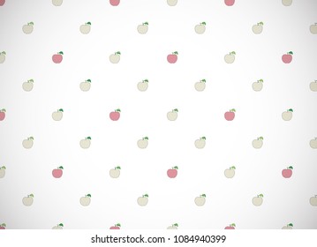 Horizontal card. Pattern with cartoon apples. Vector illustration. 
