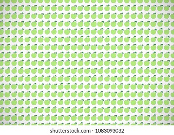 Horizontal card. Pattern with cartoon green apples. Vector illustration. 