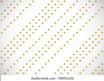 Horizontal card. Pattern with gold cartoon stars and moons. Good for surface design, textile, fabric, wallpaper, wrapping paper, decoupage, scrapbooking, handmade. Vector.