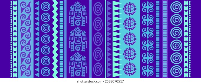 Horizontal carpet with geometric patterns. Turkish, Arabic, American, African, Mayan carpet with rhombuses, zigzags and decorative elements. Scarf, yoga mat, print. Vector clipart