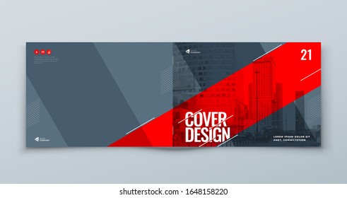 Horizontal Catalog template layout design. Landscape Corporate business annual report, catalog, magazine, flyer mockup. Creative modern bright catalogue concept with square shapes