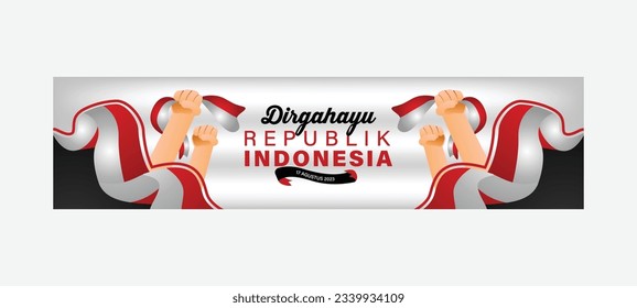 Horizontal celebration of indonesia independence day greeting banner design