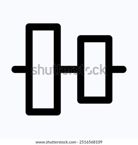 Horizontal Center Align Tool Icon, Alignment, Isolated Lineal Vector Icon.