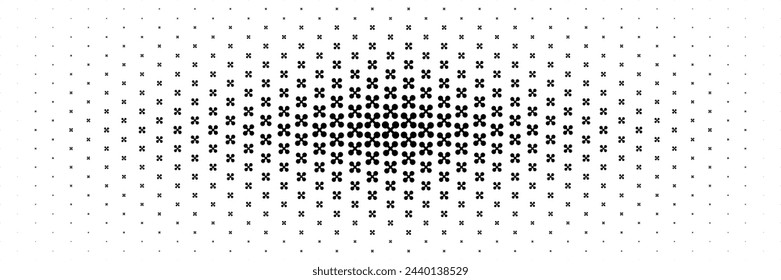 centro horizontal semitono de cruz negra y diseño de círculo para patrón y fondo.