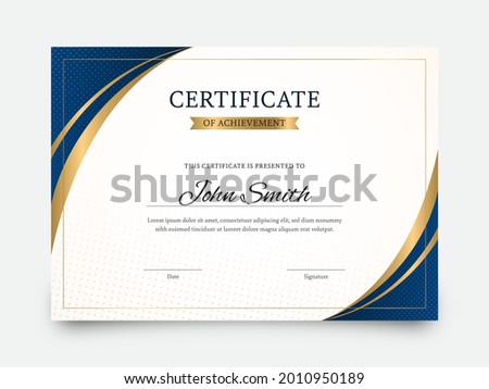 Horizontal Certificate Of Achievement Template Design.