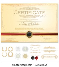 Horizontal certificate template with additional design elements