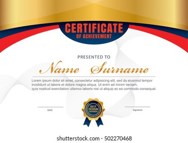 horizontal certificate template, diploma, vector