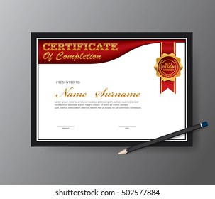 horizontal certificate template, diploma, vector