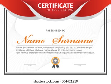 horizontal certificate template, diploma, vector