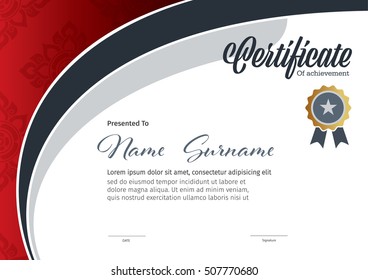 horizontal certificate template, diploma, vector