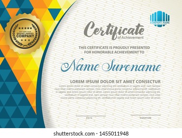 Horizontal certificate template with polygonal Pattern. Vector illustration