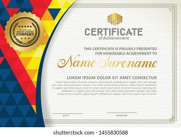 Horizontal certificate template with polygonal Pattern. Vector illustration