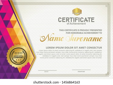 Horizontal certificate template with polygonal Pattern. Vector illustration