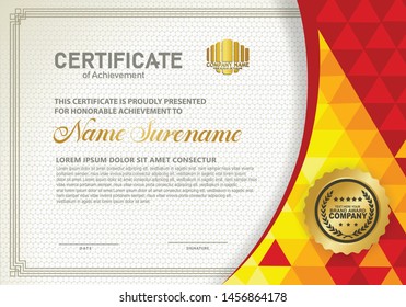 Horizontal certificate template with polygonal Pattern. Vector illustration