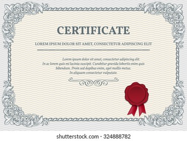 Horizontal certificate template with retro design elements