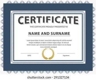 Horizontal Certificate Templatediplomaletter Size Vector Stock Vector ...