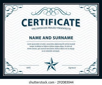 horizontal certificate template,diploma,Letter size ,vector