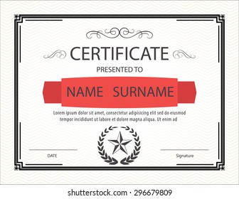 horizontal certificate template,diploma,Letter size ,vector