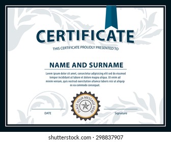 horizontal certificate template,diploma,Letter size ,vector
