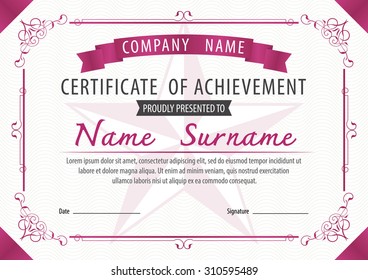 horizontal certificate template,diploma,Letter size ,vector
