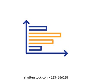 Horizontal chart line icon. Column graph sign. Market analytics symbol. Colorful outline concept. Blue and orange thin line color Horizontal chart icon. Vector