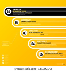 Horizontal chart template with five elements on bright yellow background. EPS10