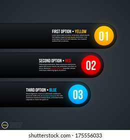 Horizontal chart template with three numbered elements on gray background. EPS10