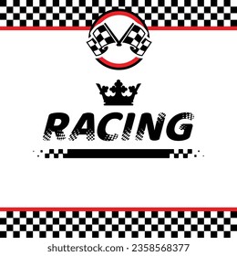 Horizontal checkered rectangle frame for racing championat or sport competition posters