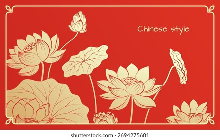 Horizontal Chinês estilo fundo modelo flor festiva lotus