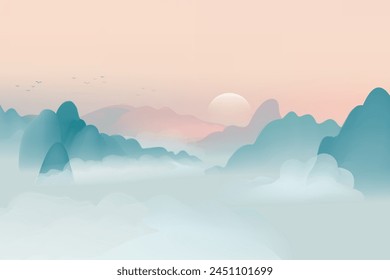 Horizontal Chinese style ink landscape background