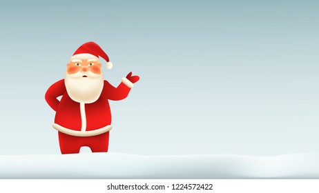 Horizontal Christmas background with Santa Claus.Vector illustration.