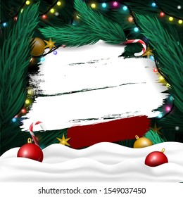 Horizontal Christmas template for designs, web banners, posters, flyers etc. Background template with snow for your arts with copy space. Vector illustration