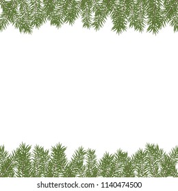 Horizontal Christmas tree border. Vector Christmas tree branches. Realistic fir-tree border. Vector illustration. Vector pine borders. 