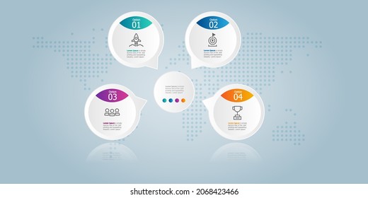 horizontal circle infographic presentation element template with business icon 4 options 