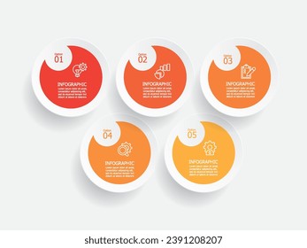 horizontal circle round steps timeline infographic element report background with business line icon 5 steps for any business-related presentation or publication vector illustration