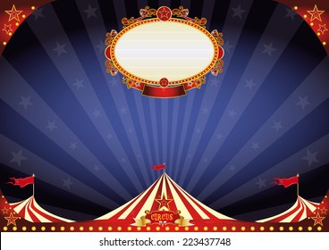 horizontal Circus night background. A circus poster on a night sky for your entertainment. A background circus ideal for a screen